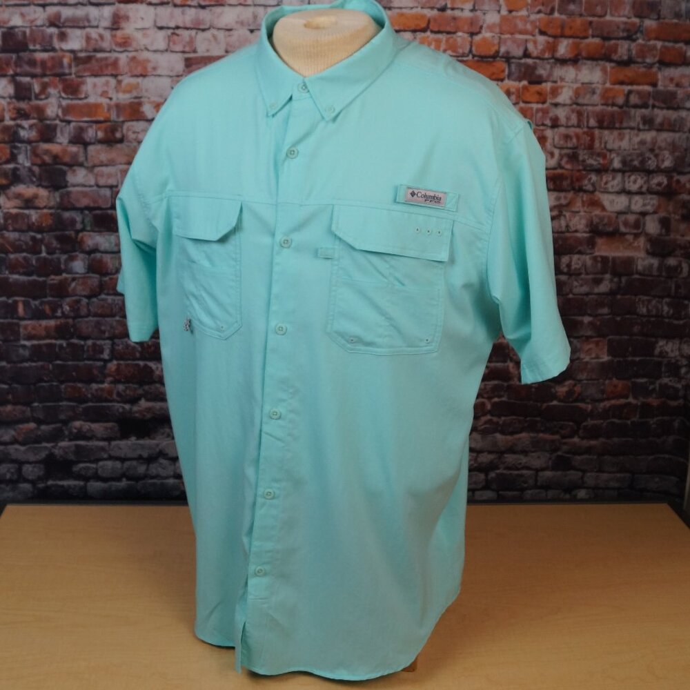 Columbia PFG Blood N Guts Fishing Shirt Omni Shield Vented Short Sleeve Mens XL
